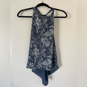 Blousy blue and white floral tank